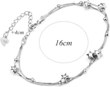 Damen Silber Armband mit Sternen 925 Sterling Silber Perlen