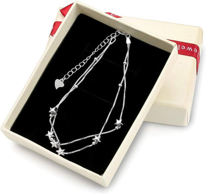 Elegantes Damen Armband mit Sternen Perlen Silber 925 Armkettchen