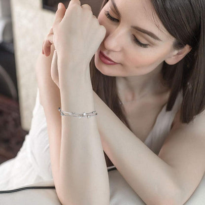 Damen Armband Perlen Sterne 925 Silber Double Layered Armkettchen