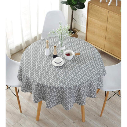 Runde Baumwoll-Leinen Tischdecke 120cm Grau