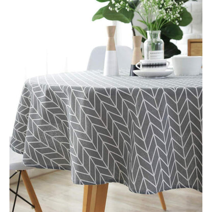Runde Baumwoll-Leinen Tischdecke 120cm Grau