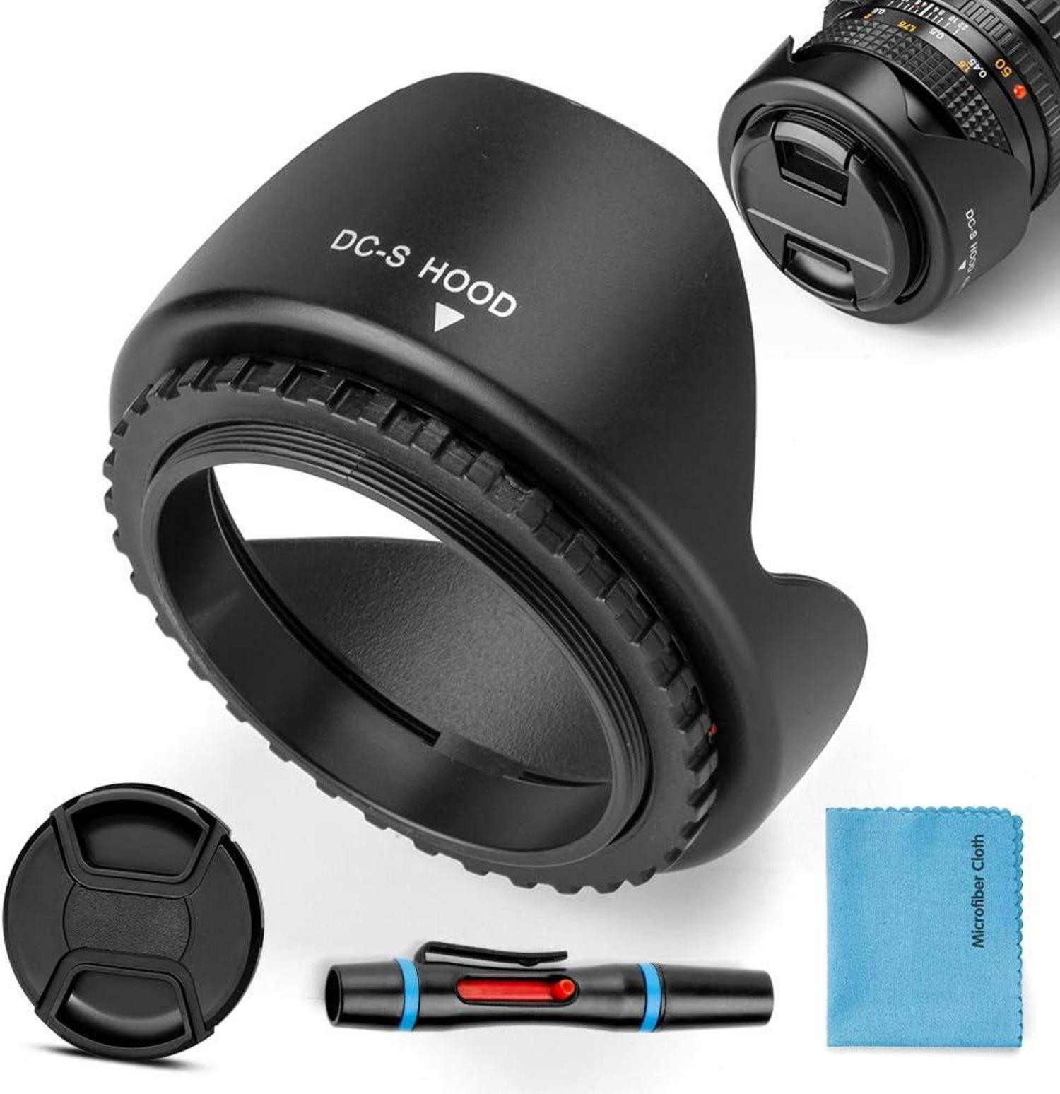 62mm Tulpenblüten-Gegenlichtblende mit Reinigungsset
