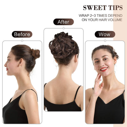 Chignon Haarteil Hochsteckfrisuren Damen Haargummi gewellt Pferdeschwanz