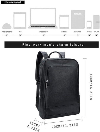 Leder Rucksack Kurierrucksack Laptoprucksack 14 Zoll