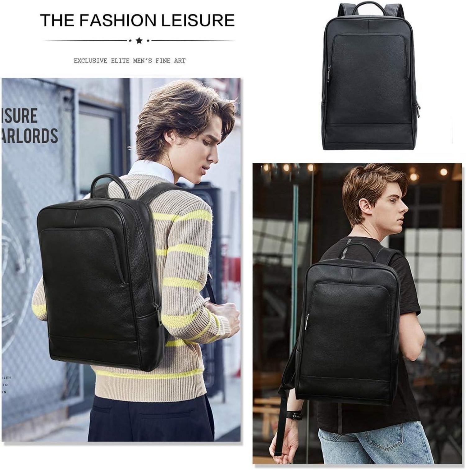 Leathario Leder Rucksack Kurierrucksack 14 Zoll Uni Arbeit