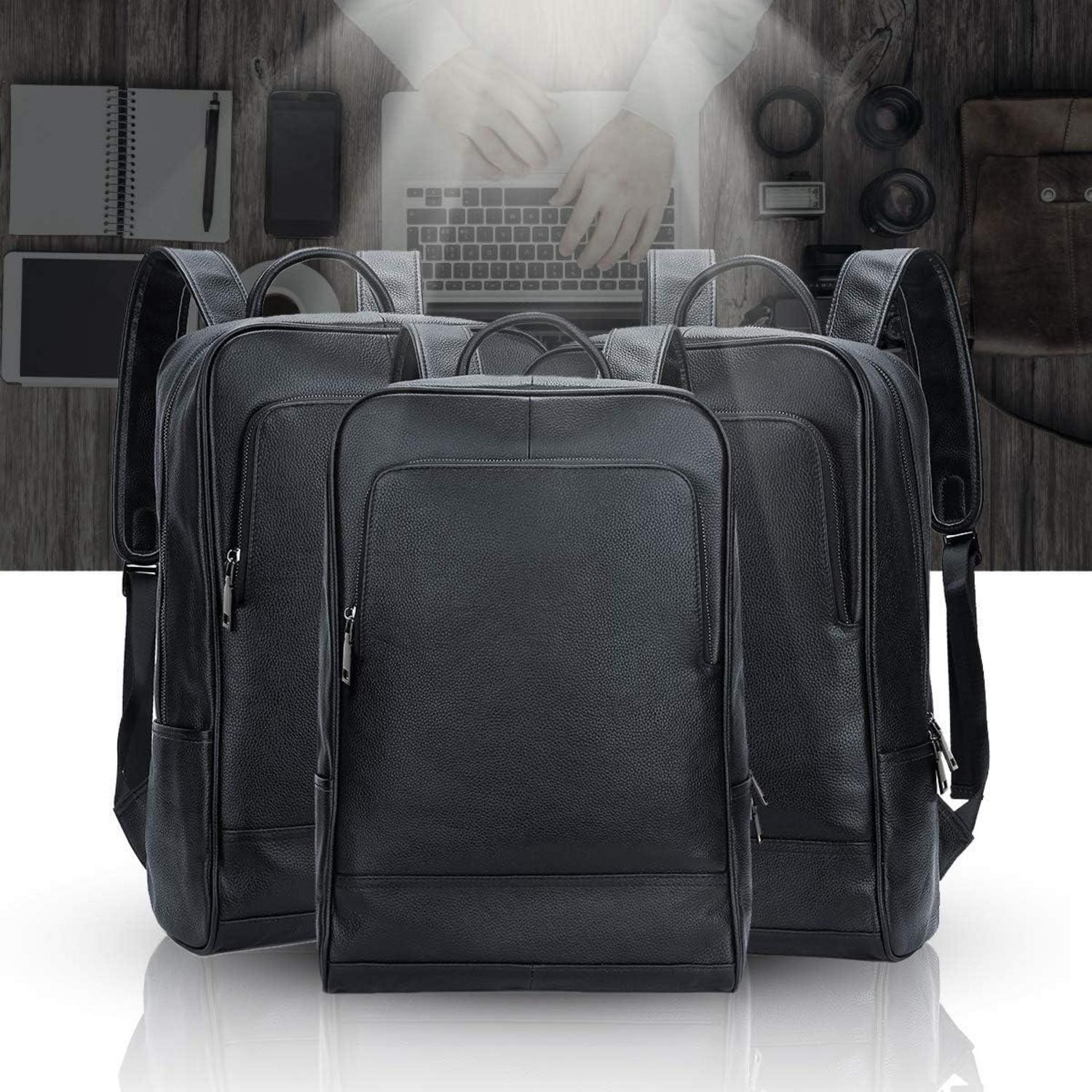 Leathario Leder Rucksack Kurierrucksack 14 Zoll Uni Arbeit