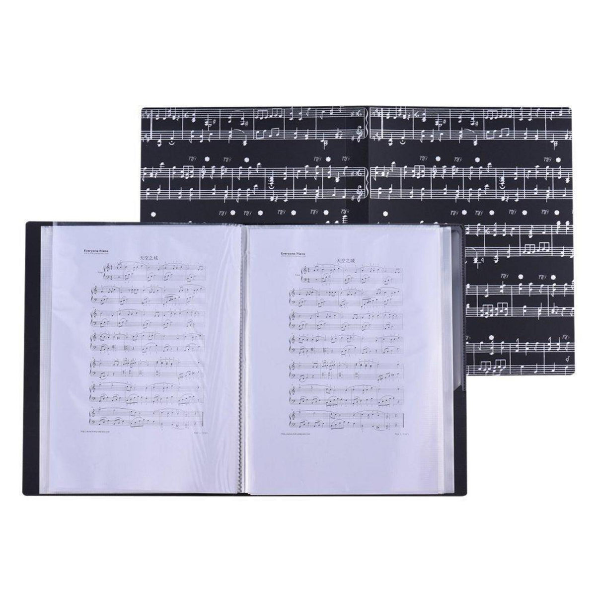 Musikordner A4 mit 40 Taschen – Notenablage Schwarz