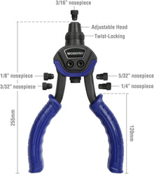 WORKPRO Nietzange Set 5-in-1 Blindnietzange 250mm 100 Nieten