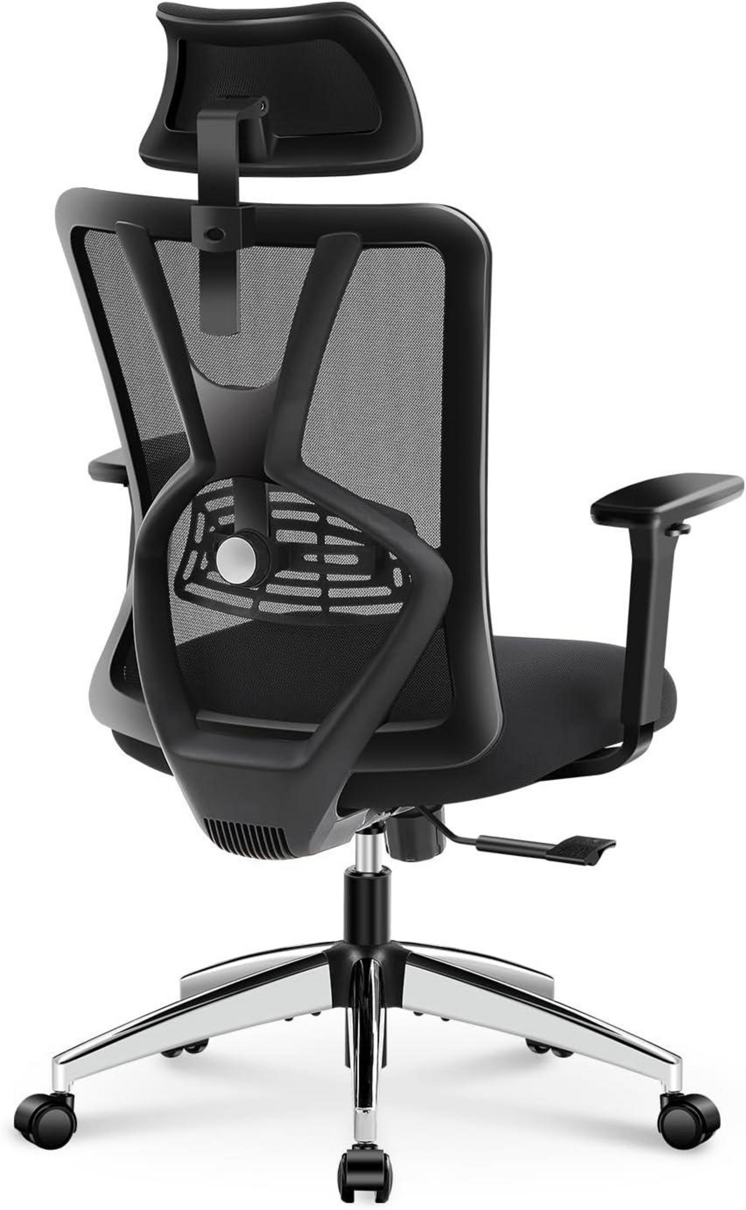 Ergonomischer Bürostuhl mit Lendenwirbelstütze, Kopfstütze & Armlehne