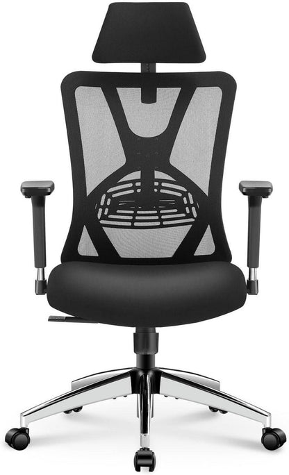 Bürostuhl Ergonomisch mit Verstellbarer Lendenwirbelstütze, Kopfstütze