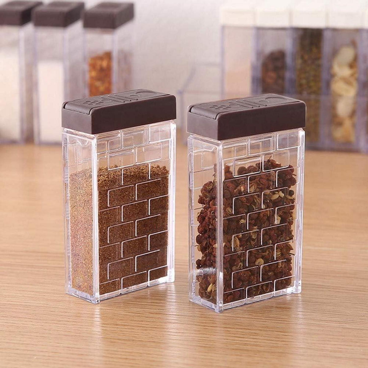6er Set transparente Gewürzdosen Kunststoff Spice Jars für Küche