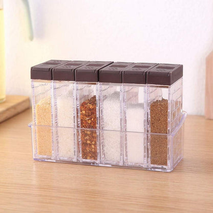 6er Set Gewürzgläser Gewürzdosen Kunststoff Spice Jars 16,5x6,5x10,5cm