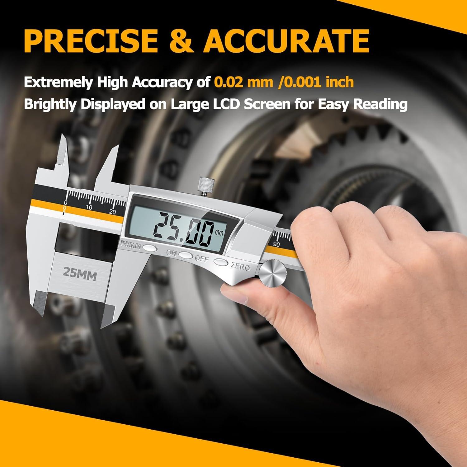 Digitale Messschieblehre 150 mm Edelstahl IP54 wasserdicht- größeres Display