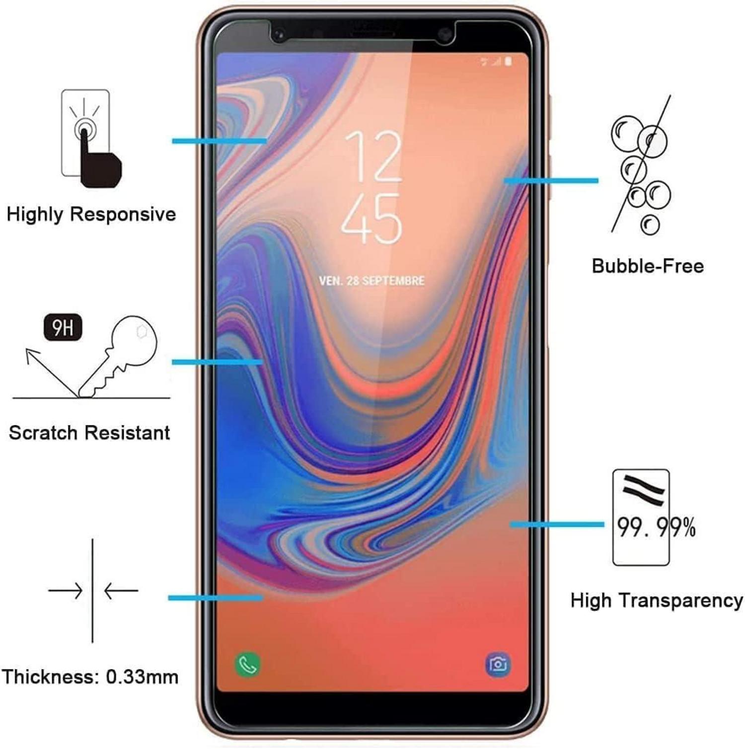 Panzer Schutzglas Samsung A7 2018, 2 Stück, 9H