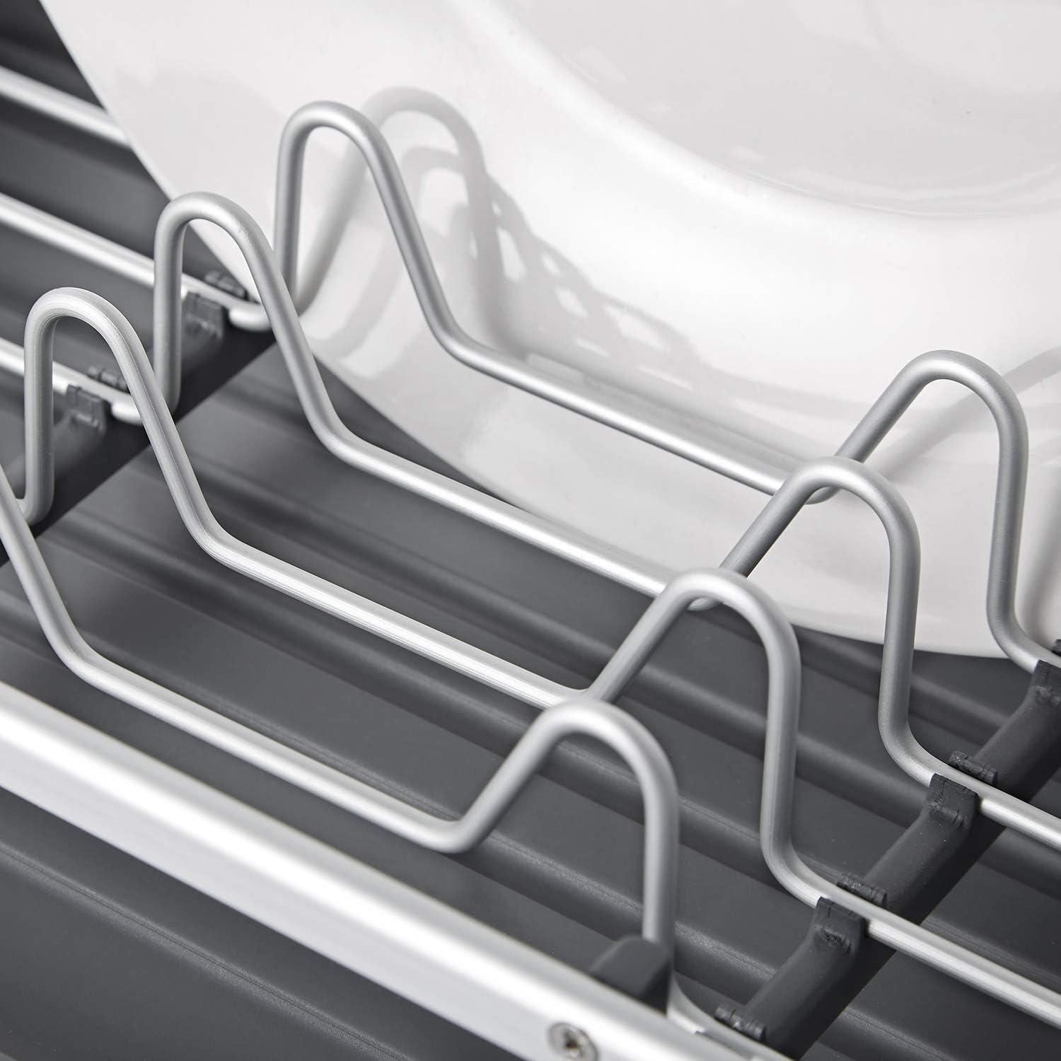 Kingrack Geschirrabtropfgestell Aluminium Besteckhalter 44cm Küche Silber
