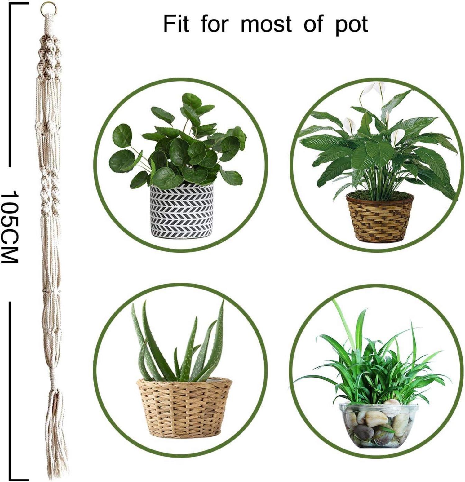 Makramee Blumenampel Set 3-teilig hängend Baumwollseil 105 cm 10 kg