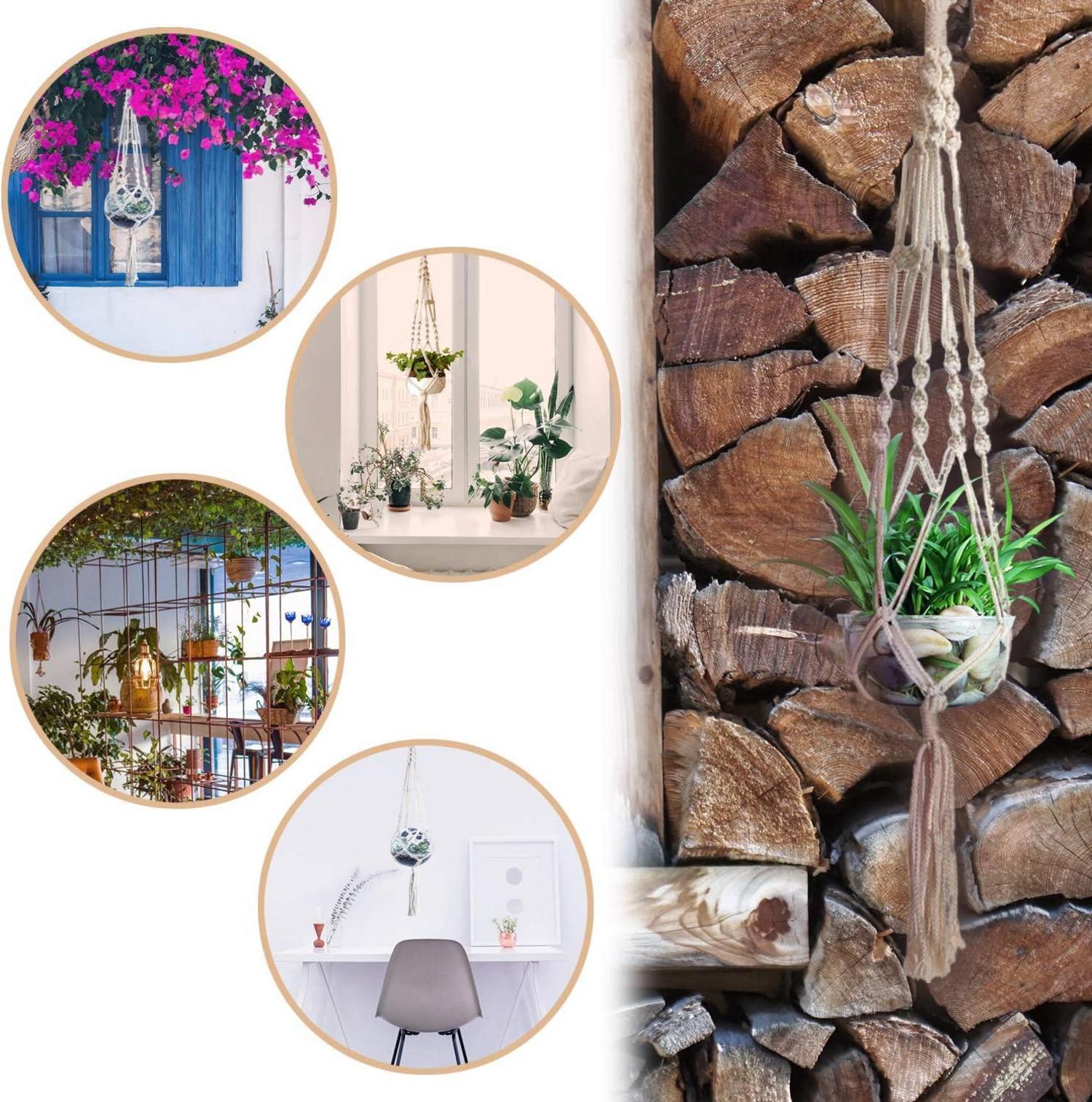 Makramee Blumenampel Set für Innen und Außen 105 cm - 3 Stück