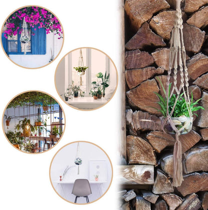 Makramee Blumenampel Set für Innen und Außen 105 cm - 3 Stück