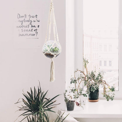 YHmall Makramee Blumenampel 3er Set hängend 105 cm Baumwollseil Innen Außen