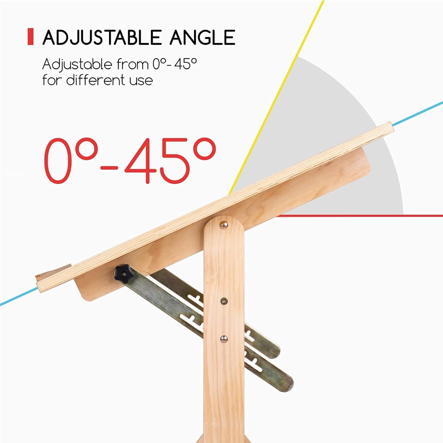 MEEDEN Holz-Zeichentisch 90x60cm Verstellbare Höhe Grafikdesign