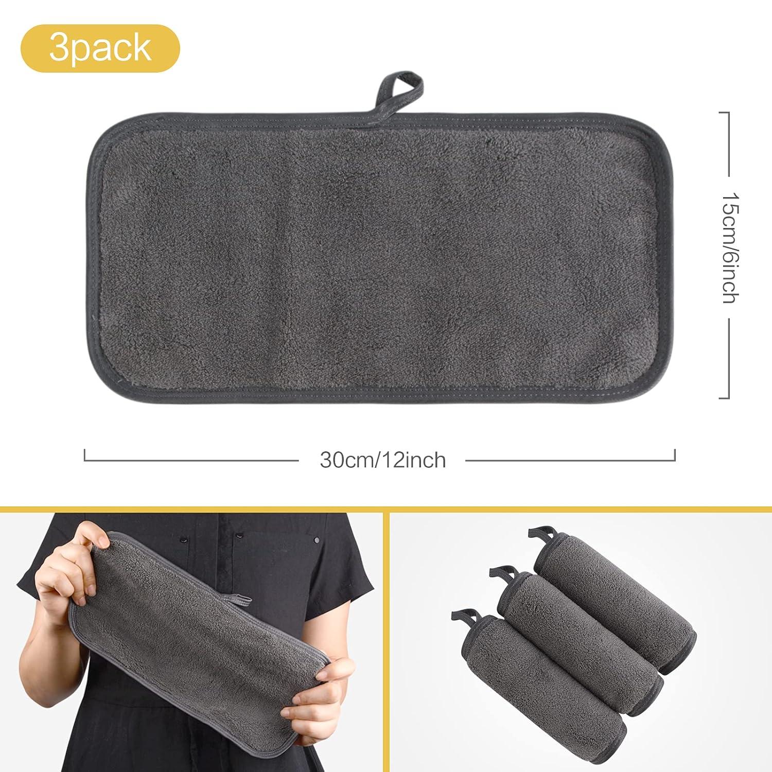 3er Pack Mikrofaser Waschlappen 15x30 cm Dunkelgrau