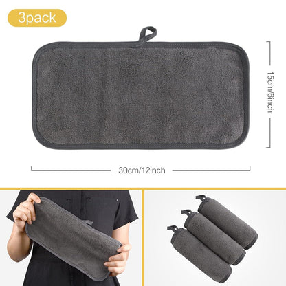 3er Pack Mikrofaser Waschlappen 15x30 cm Dunkelgrau