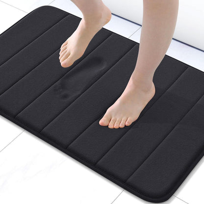 Memory Foam Badezimmerteppich Schwarz 41 x 61 cm