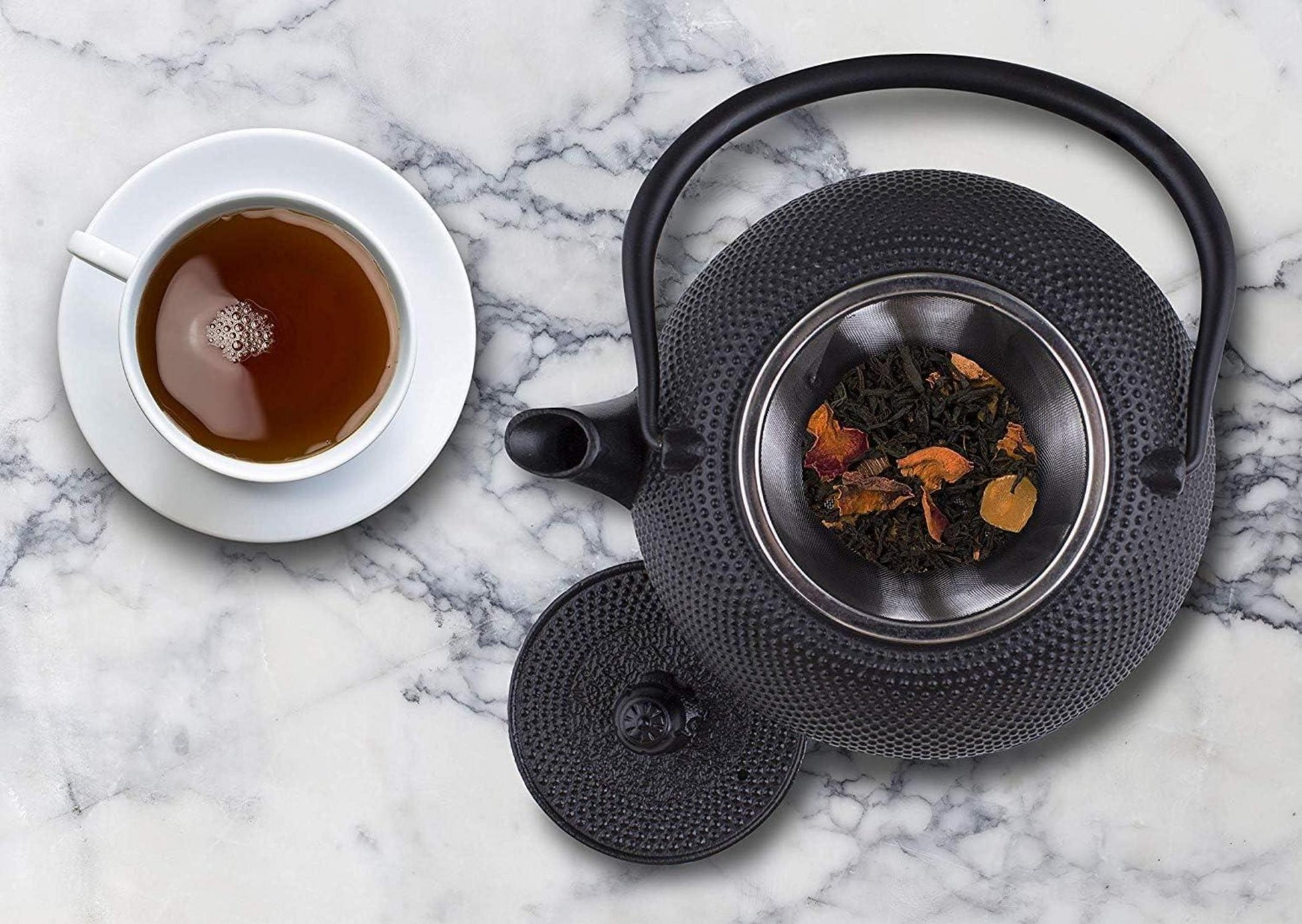 Webao Japanische Teekanne Gusseisen mit Edelstahl Teesieb 0,8L Schwarz