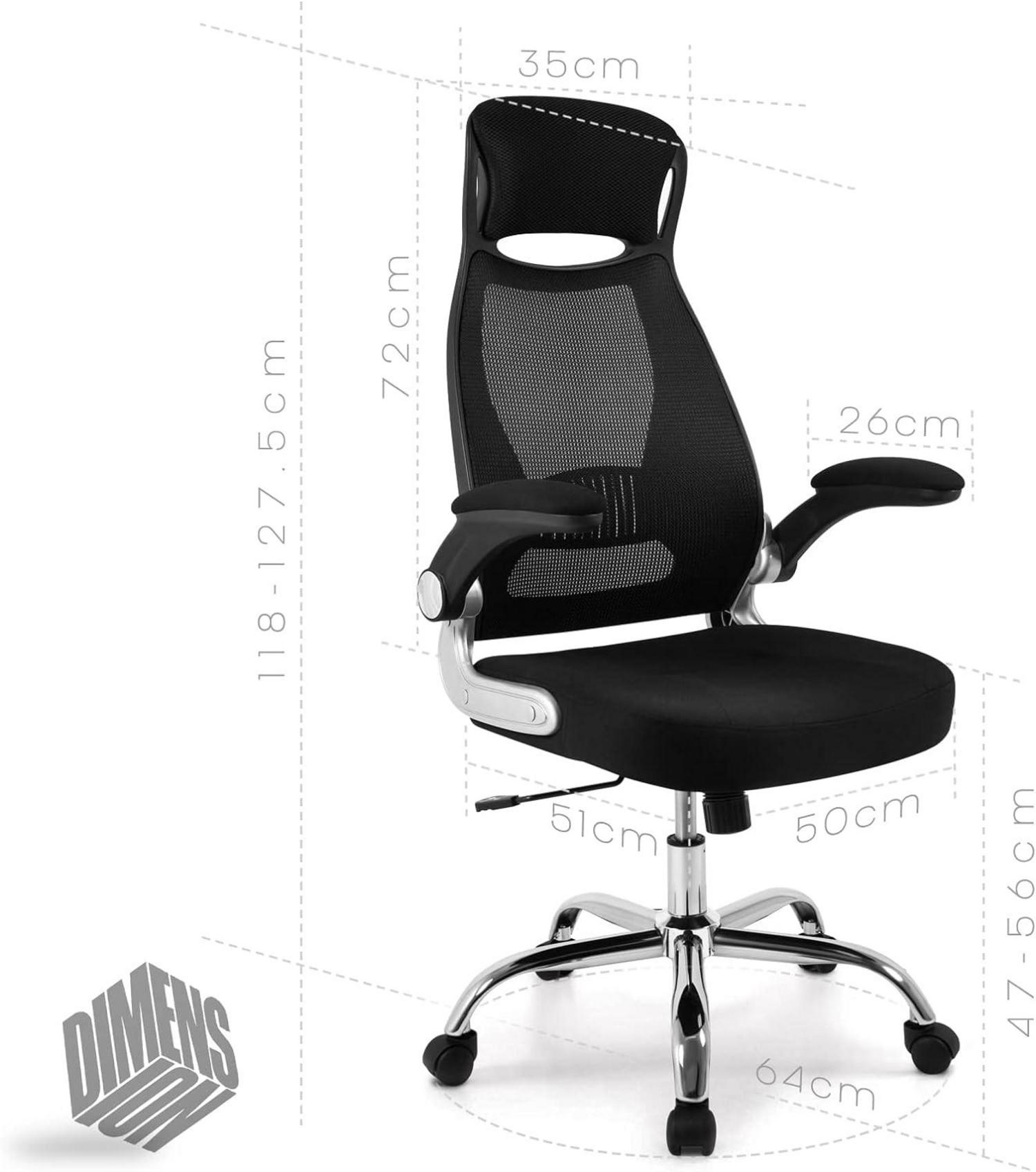Ergonomischer Bürostuhl mit Kopfstütze, Armlehnen, Wippfunktion