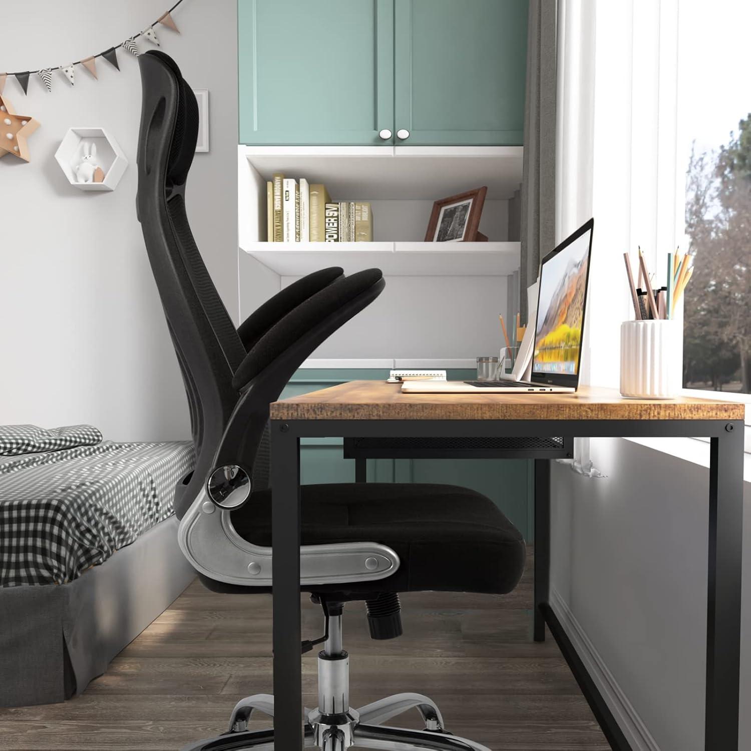 Ergonomischer Bürostuhl mit Kopfstütze und Wippfunktion Schwarz 64x64x127.5 cm