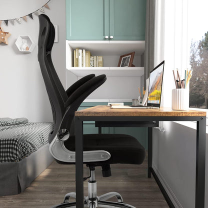 Ergonomischer Bürostuhl mit Kopfstütze und Wippfunktion Schwarz 64x64x127.5 cm