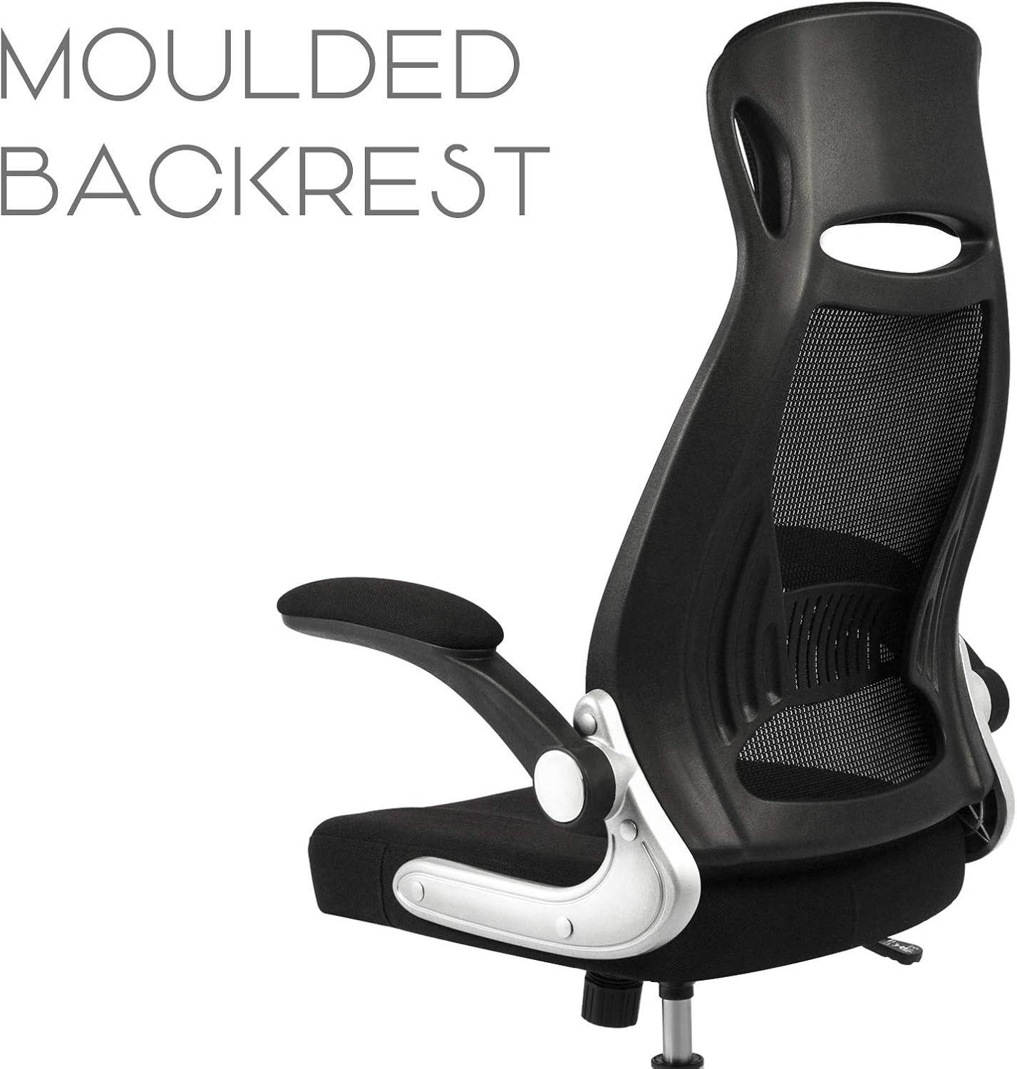 Bürostuhl Ergonomisch mit Kopfstütze Armlehnen Wippfunktion Schwarz 64x64x127.5cm