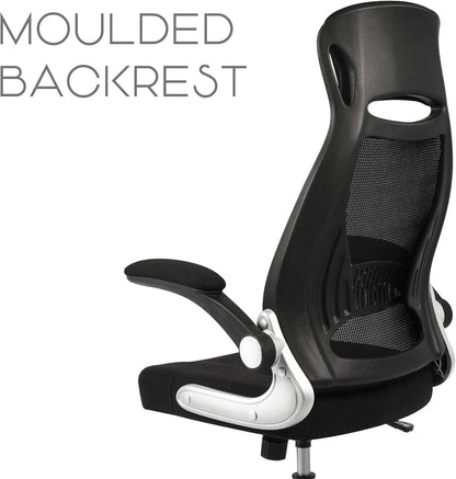 Bürostuhl Ergonomisch mit Kopfstütze Armlehnen Wippfunktion Schwarz 64x64x127.5cm