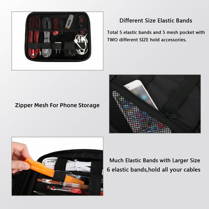 Kabeltasche Organizer 3 Schicht Kabelaufbewahrung Tech Pouch Schwarz