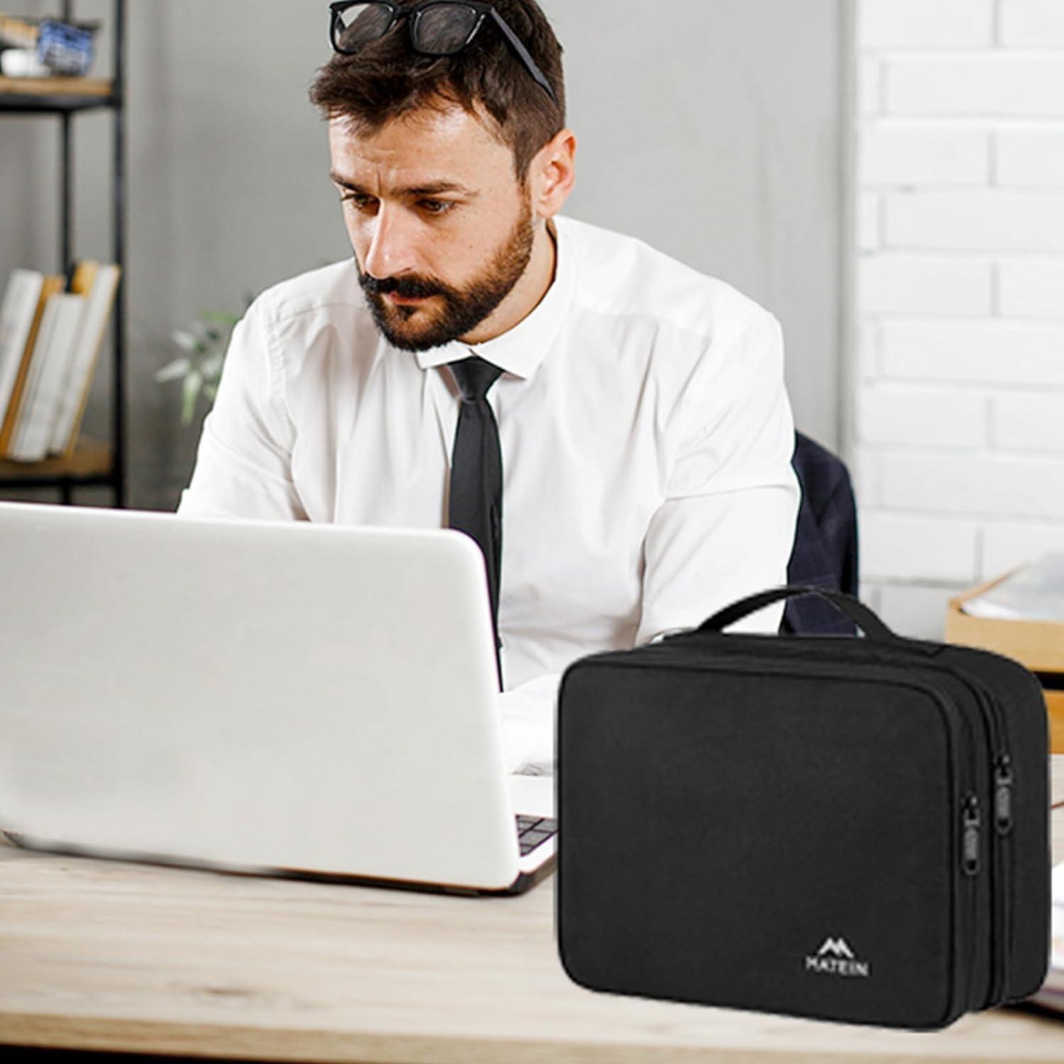 Kabeltasche Organizer 3 Schicht Kabelaufbewahrung Tech Pouch Schwarz