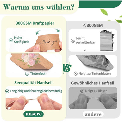 100 Stk. Geschenkanhänger Kraftpapier Tags Rechteck