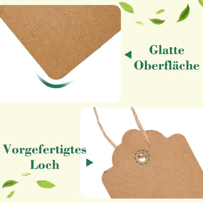 100 Stk. Geschenkanhänger Kraftpapier Tags Rechteck