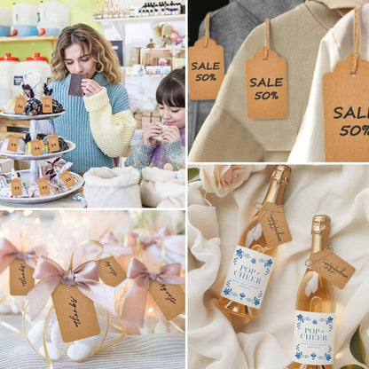 100 Stk. Geschenkanhänger Kraftpapier Tags Rechteck