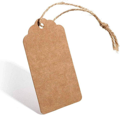 100 Stk. Kraftpapier Geschenkanhänger Rechteck Jute-Schnur