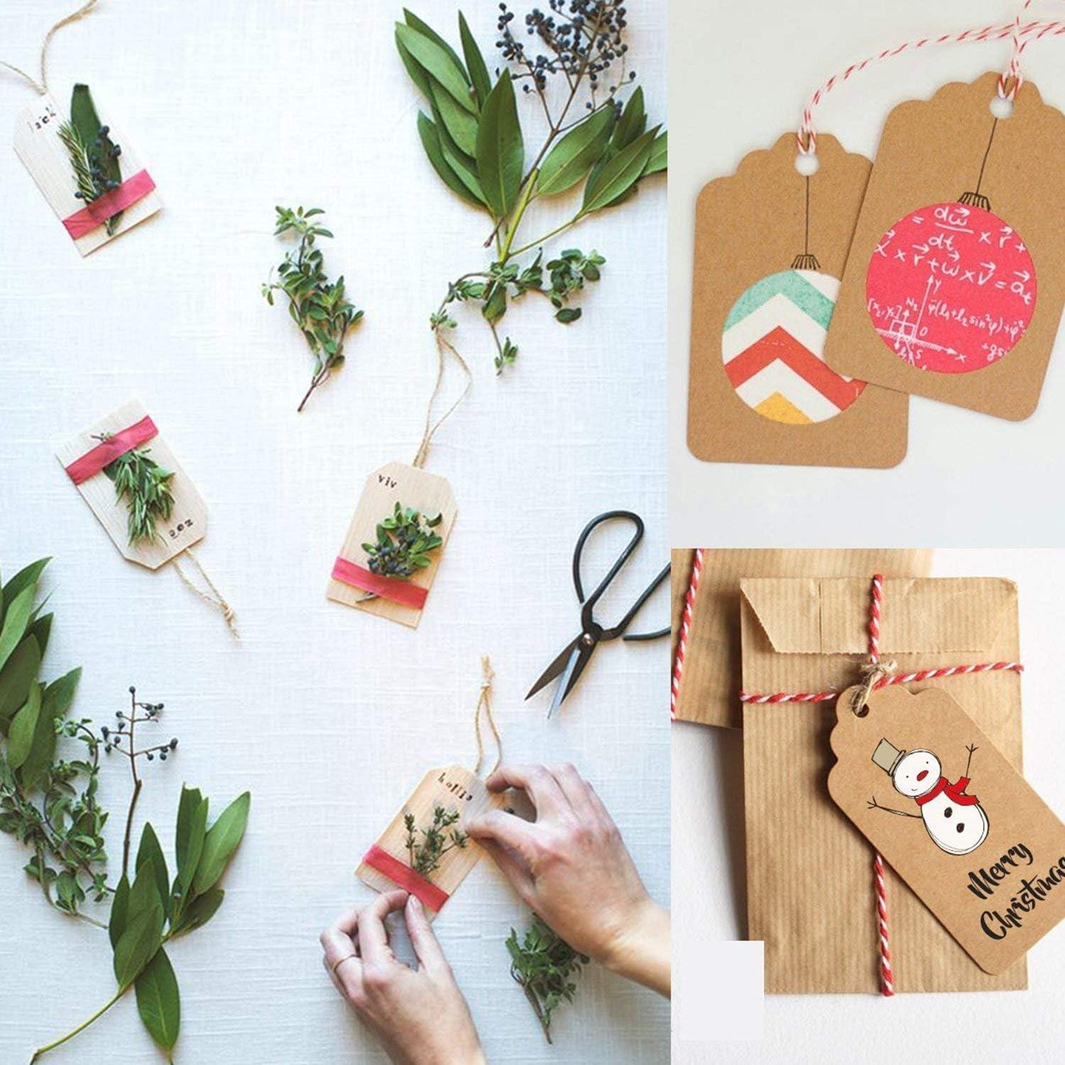 100 Stk. Kraftpapier Geschenkanhänger Rechteck Jute-Schnur Hochzeit DIY