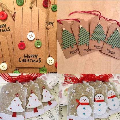 100 Stk. Kraftpapier Geschenkanhänger Tags mit Jute-Schnur, Rechteck