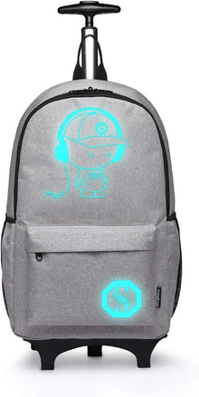 Kinderrucksack Rollwagen Rucksack Leuchtender Schulrucksack 15,6 Zoll