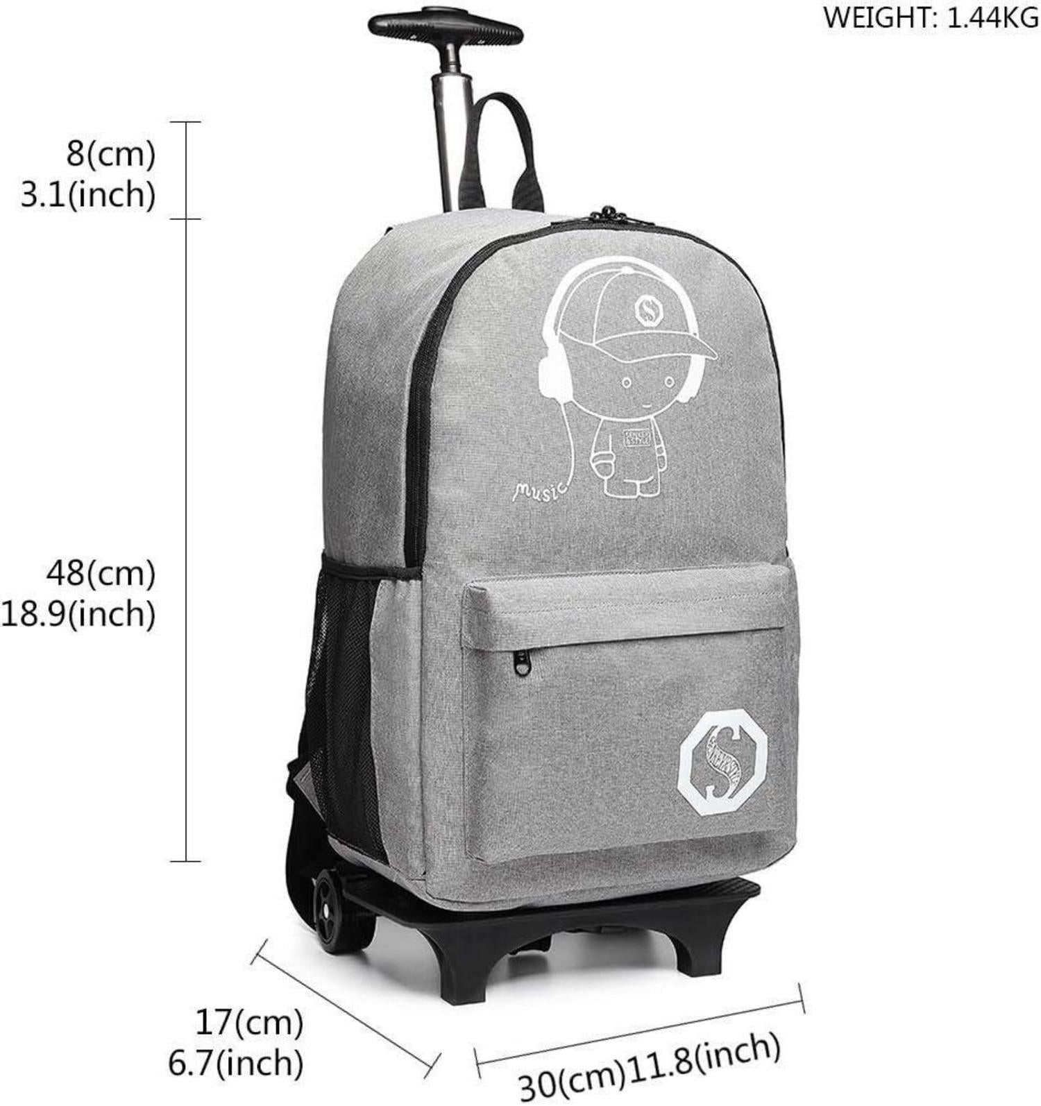 Kinderrucksack Rollwagen Rucksack Leuchtender Schulrucksack 15,6 Zoll