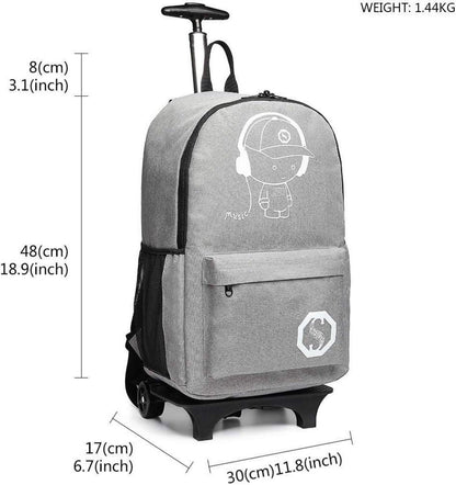 Kinderrucksack Rollwagen Rucksack Leuchtender Schulrucksack 15,6 Zoll