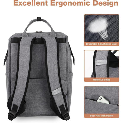 Lekesky Rucksack Damen 15.6 Zoll Laptop Arbeitsrucksack Grau