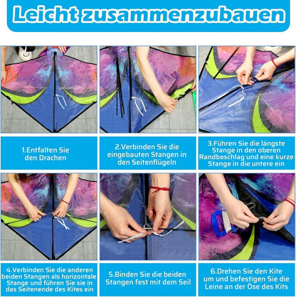 Anpro Drachen Einleiner für Kinder und Erwachsene, Flugdrachen mit langem