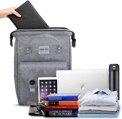 Lekesky Rucksack Damen Herren Laptopfach Anti Diebstahl Grau 15.6 Zoll