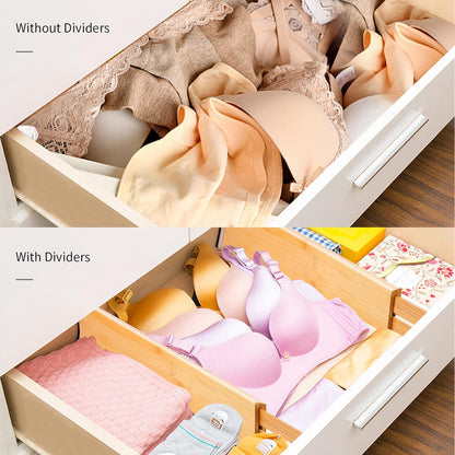 4er Set Bambus Schubladen Teiler verstellbar federbelastet Organizer