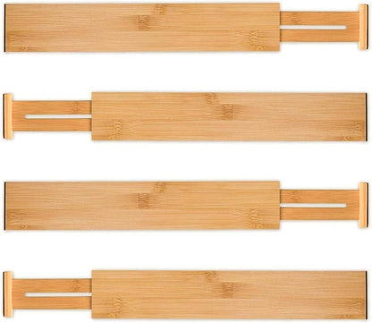 4er Set Bambus Schublade Teiler verstellbar Organizer Federbelastet