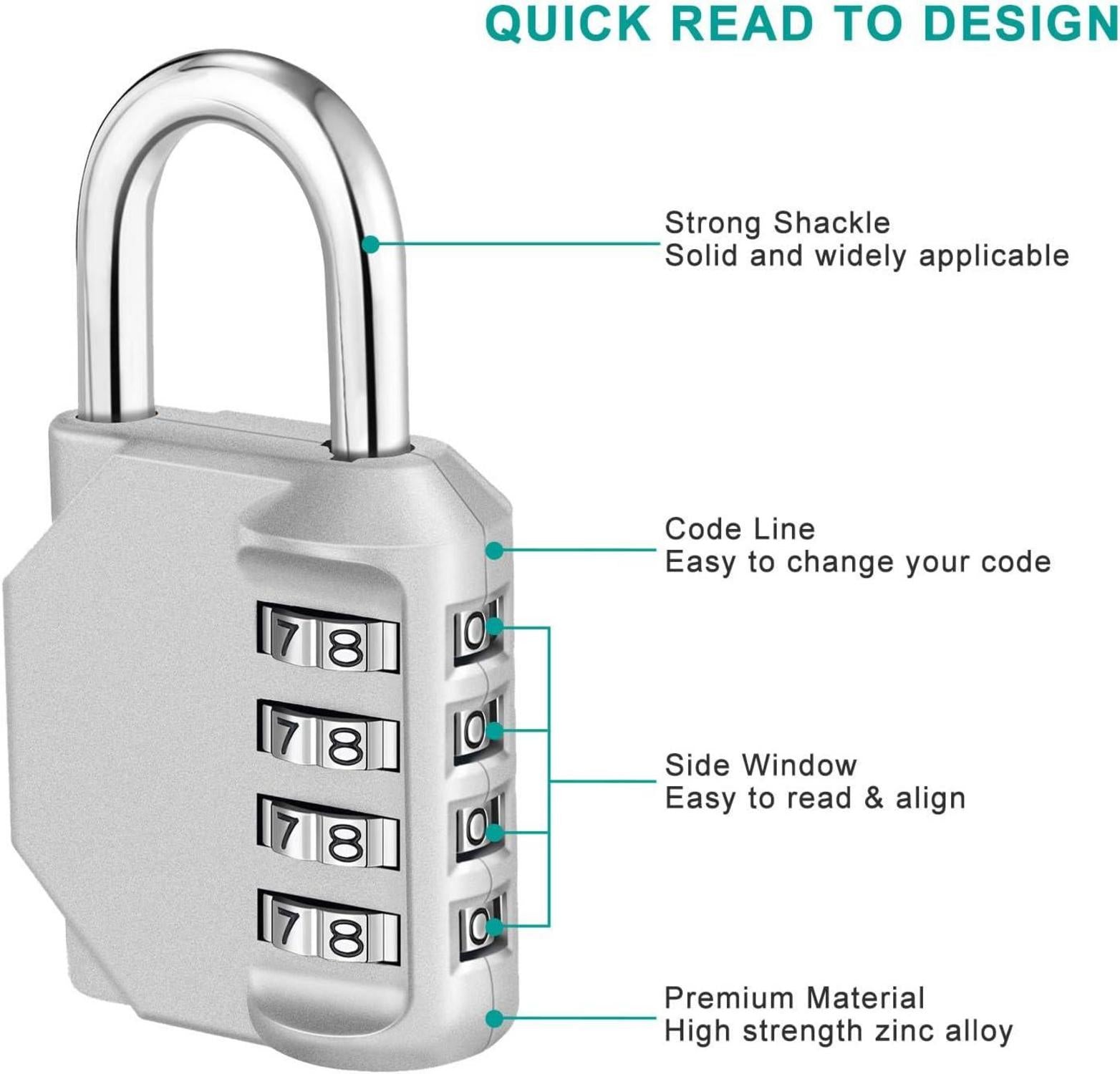 Zahlenschloss mit 4-stelliger Kombination für Fitnessstudio und Schule